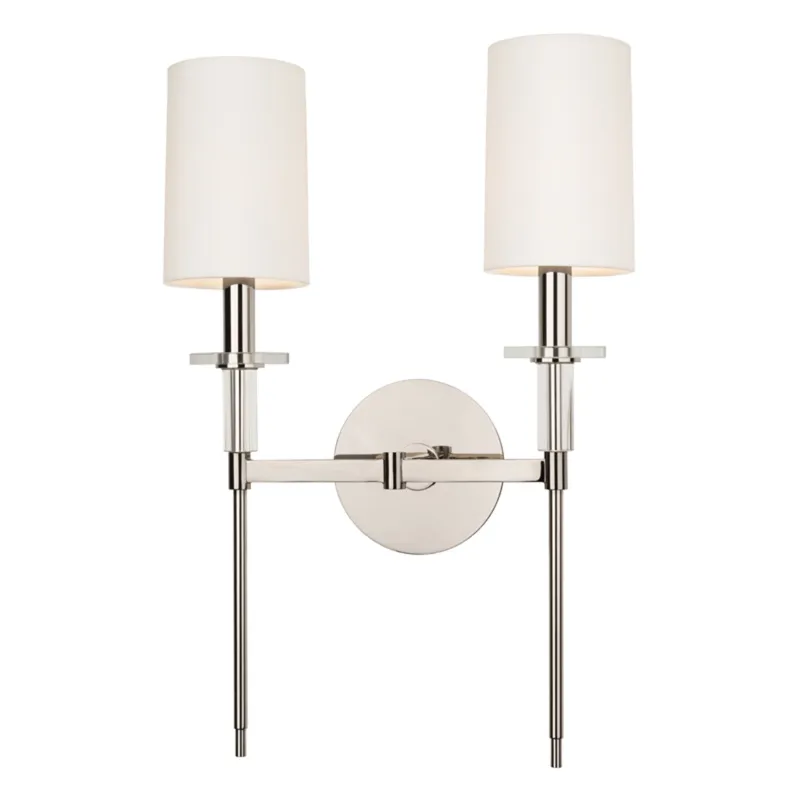 Amherst 2-Light Wall Sconce in Polished Nickel 13W x 18.75H