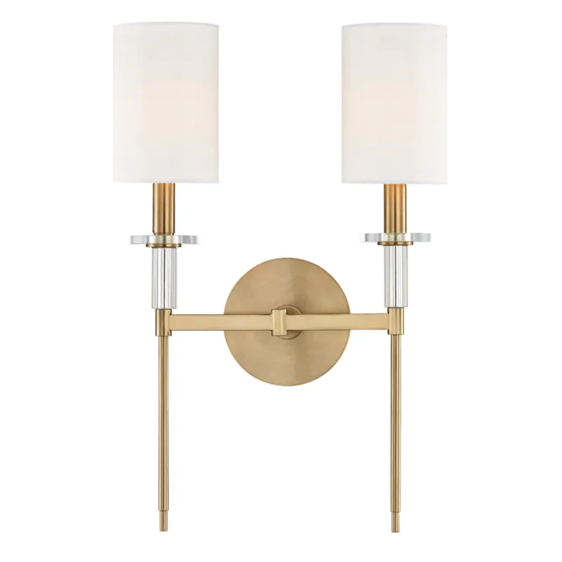 Amherst 2-Light Wall Sconce in Aged Brass 13W x 18.75H