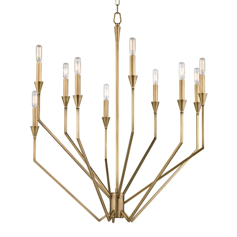 Archie 10-Light Chandelier in Aged Brass 30W x 35.75H
