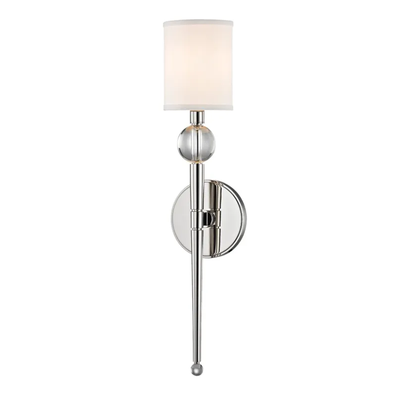 Rockland 1-Light Wall Sconce in Polished Nickel 4.75W x 20.5H