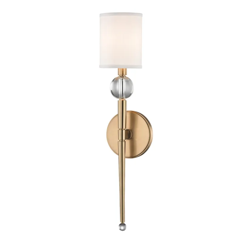 Rockland 1-Light Wall Sconce in Aged Brass 4.75W x 20.5H