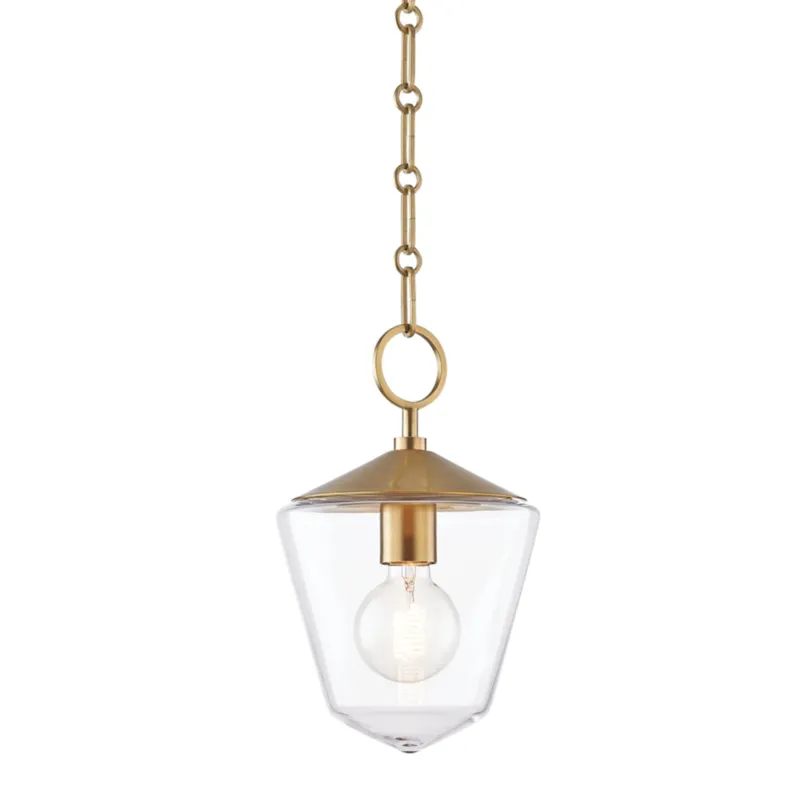 Greene 1-Light Pendant in Aged Brass 8W x 13.25H