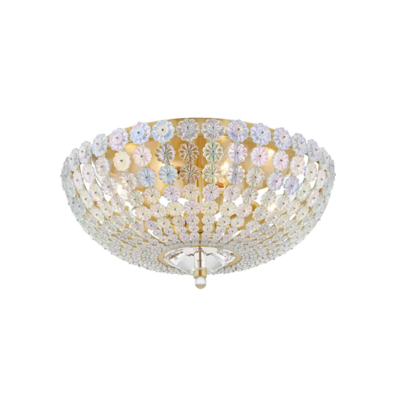 Floral Park 4-Light Semi Flush in Aged Brass 16.5W x 7.75H
