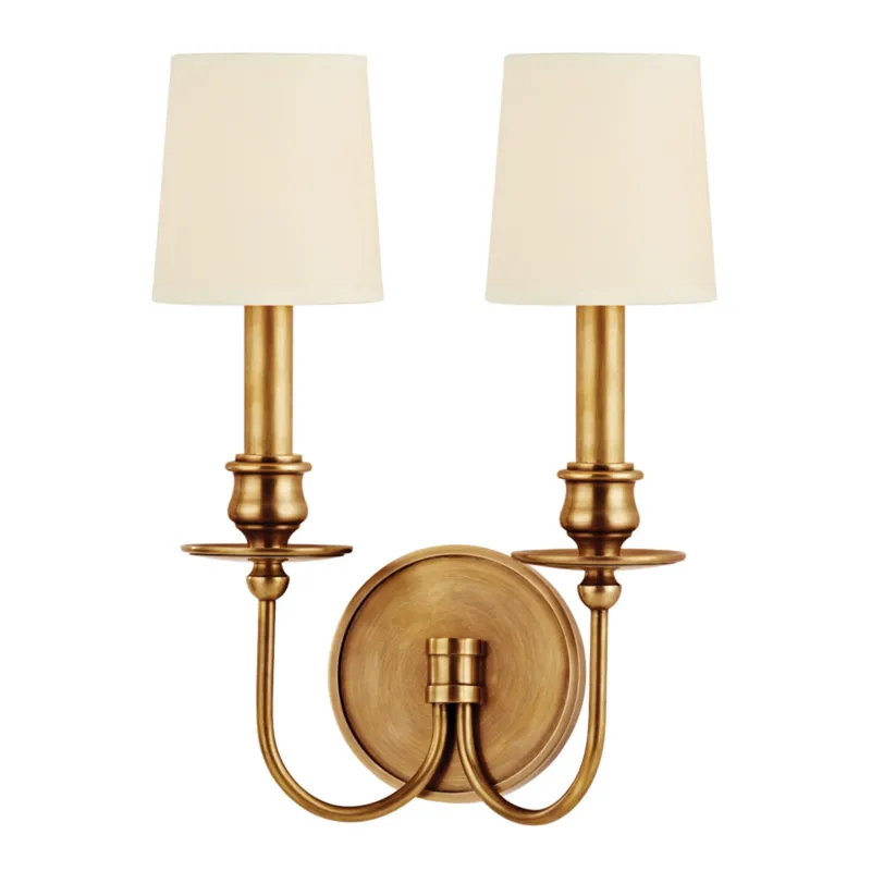 Cohasset 2-Light Wall Sconce in Aged Brass 10.25W x 14H