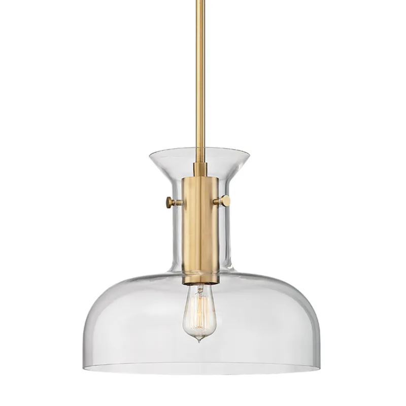 Coffey 1-Light Pendant in Aged Brass 16W x 14.75H