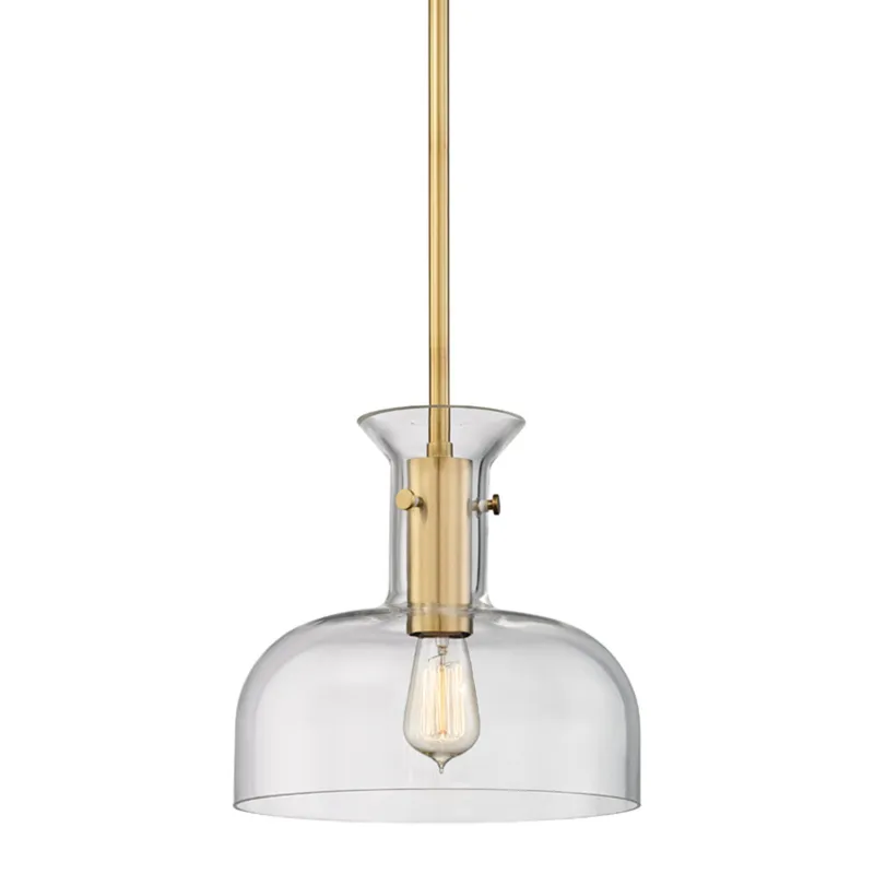 Coffey 1-Light Pendant in Aged Brass 12W x 11.5H