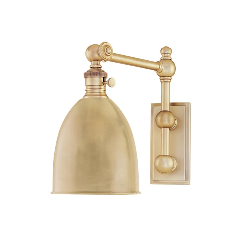 Roslyn 1-Light Wall Sconce in Aged Brass 6W x 11H