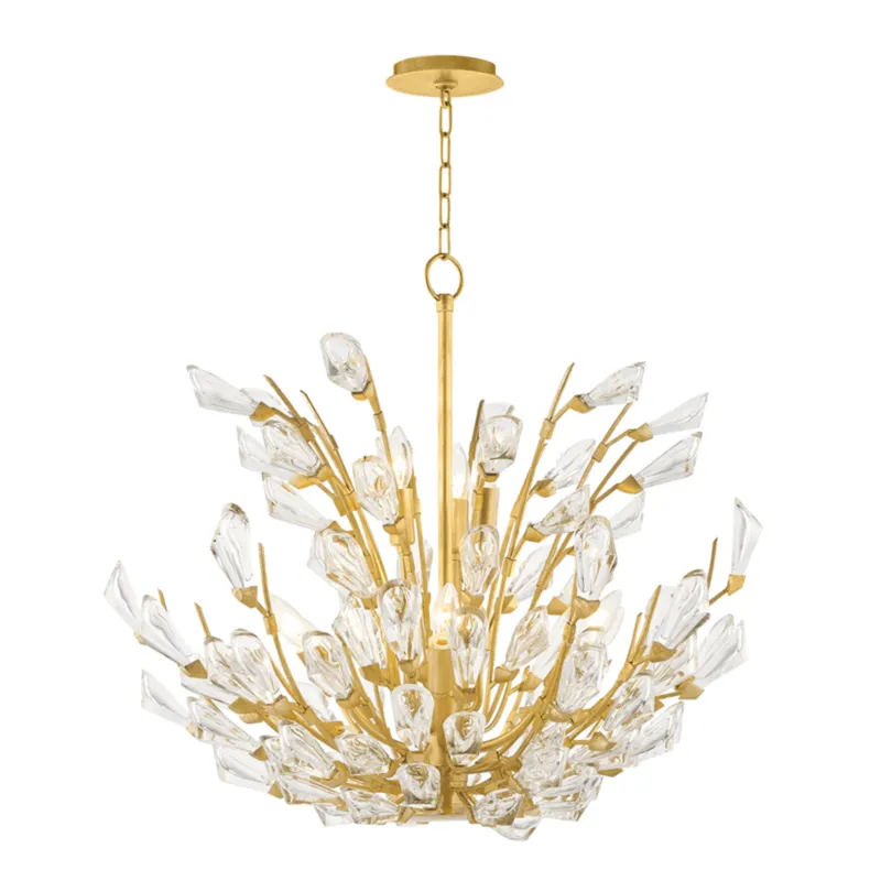 Tulip 9-Light Chandelier in Gold Leaf 27.75W x 25.25H