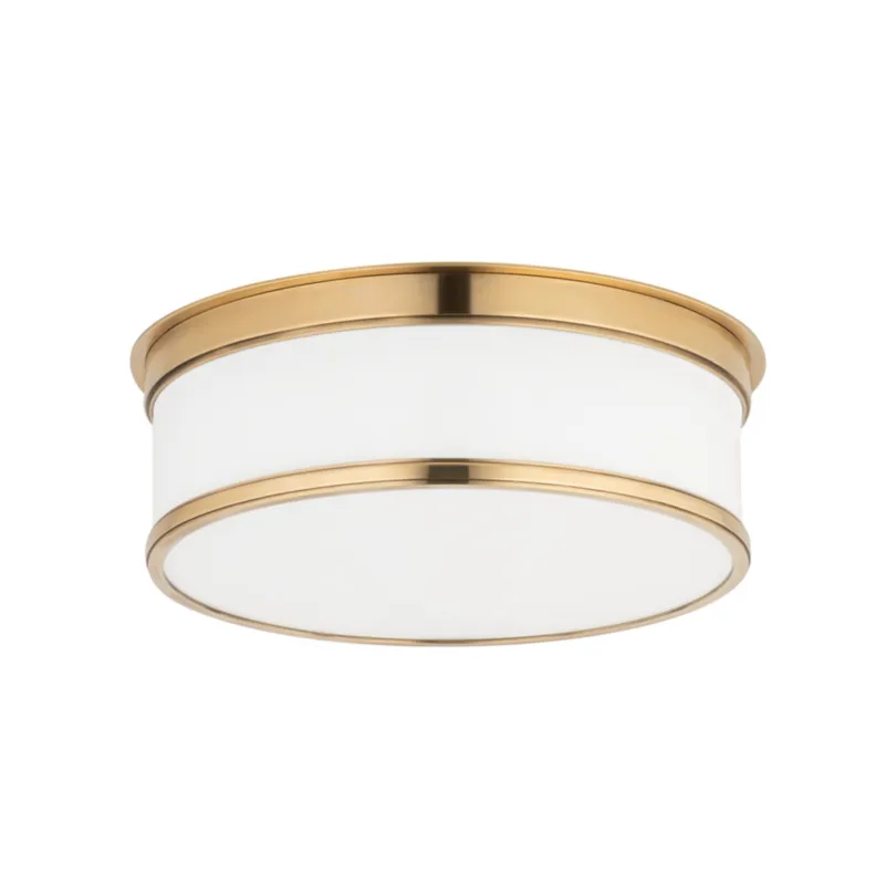 Geneva 2-Light Flush Mount in Aged Brass 12.25W x 4.75H