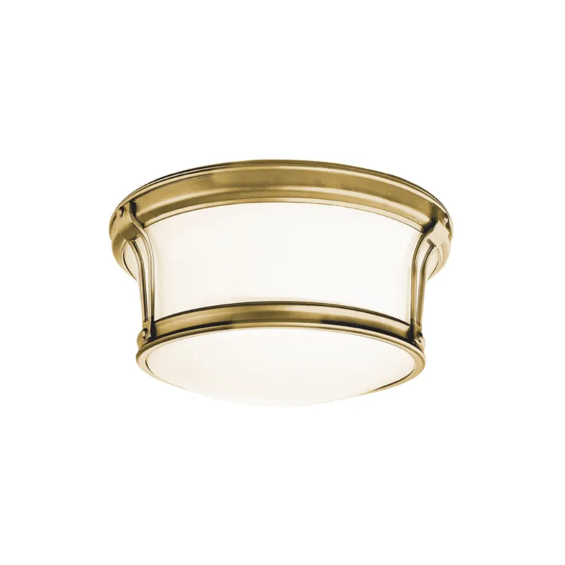 Newport 2-Light Flush Mount in Aged Brass 10W x 5.25H