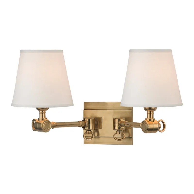 Hillsdale 2-Light Wall Sconce in Aged Brass 18W x 9.5H