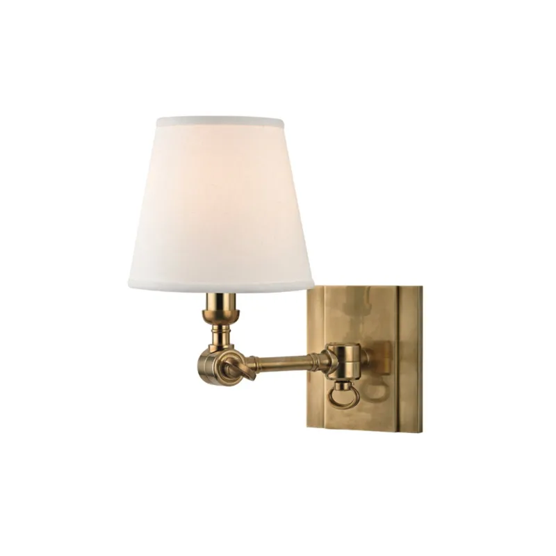 Hillsdale 1-Light Wall Sconce in Aged Brass 6W x 10H