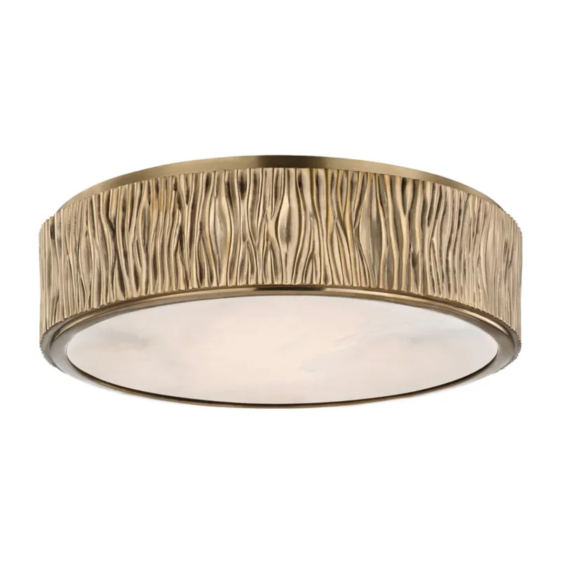 Crispin 1-Light Flush Mount in Aged Brass 13.5W x 3.5H