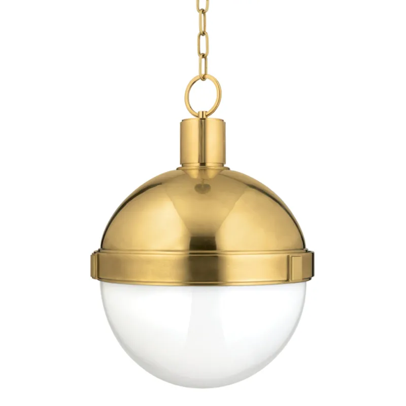 Lambert 1-Light Pendant in Aged Brass 14.5W x 19.75H