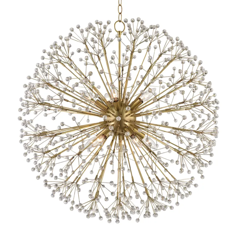 Dunkirk 10-Light Chandelier in Aged Brass 30W x 29H