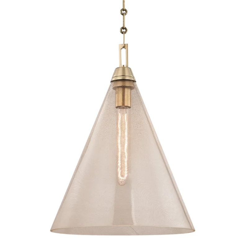 Newbury 1-Light Pendant in Aged Brass 14W x 19H