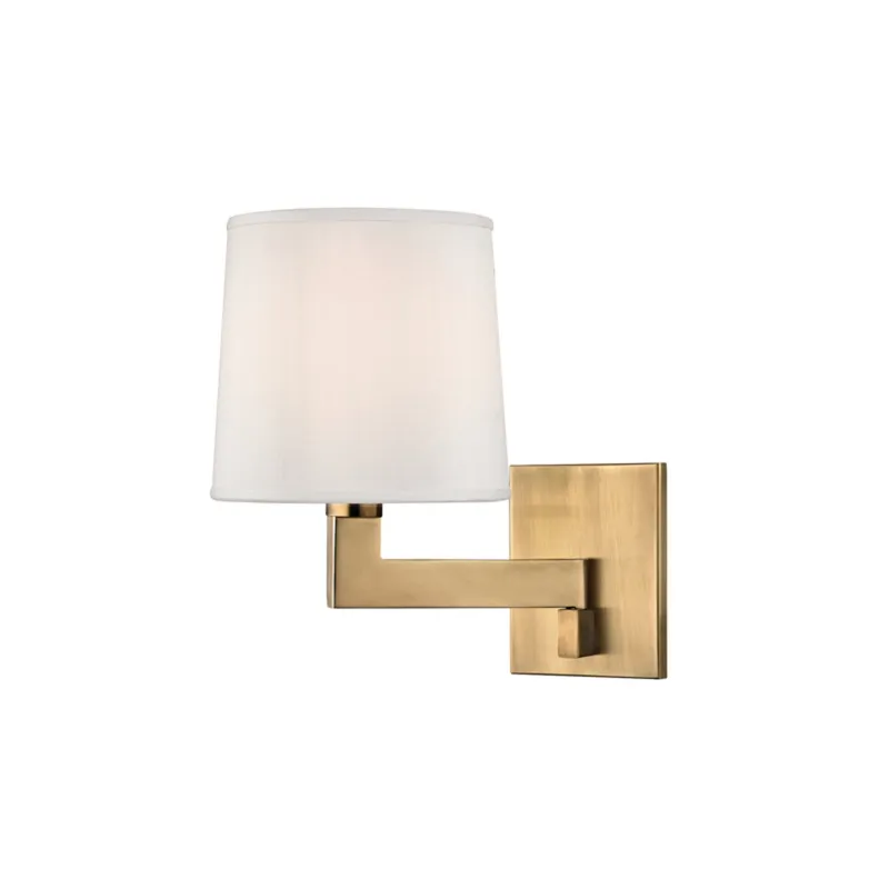 Fairport 1-Light Wall Sconce in Aged Brass 7.5W x 11.25H