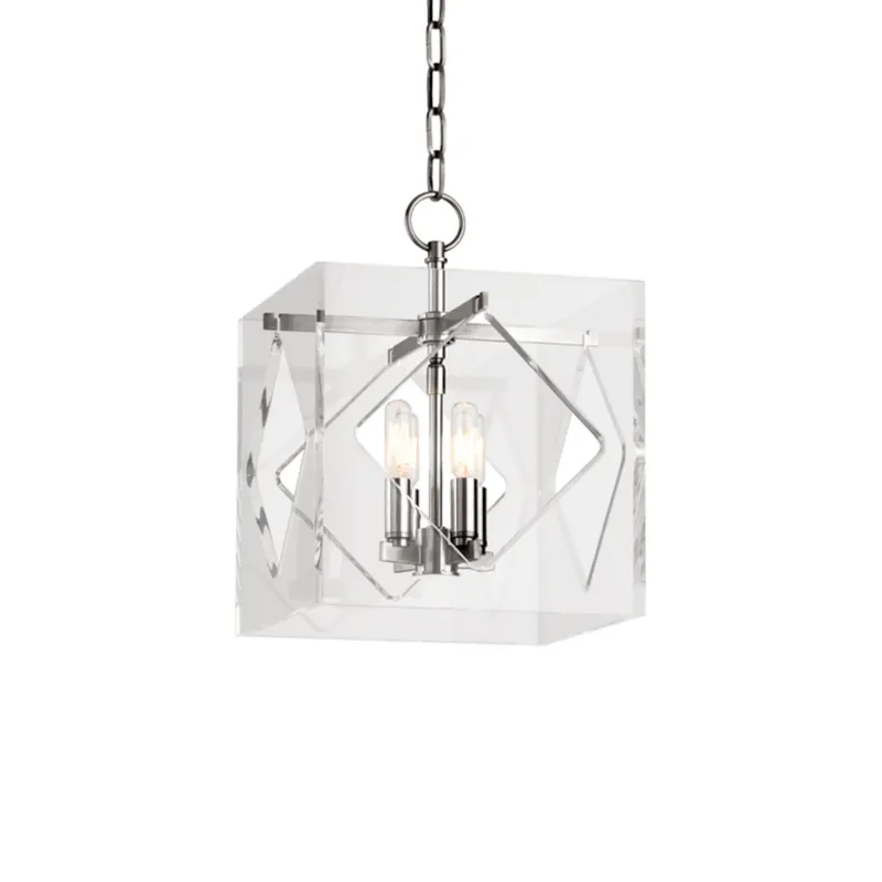 Travis 4-Light Lantern in Polished Nickel 12L x 12W x 16H