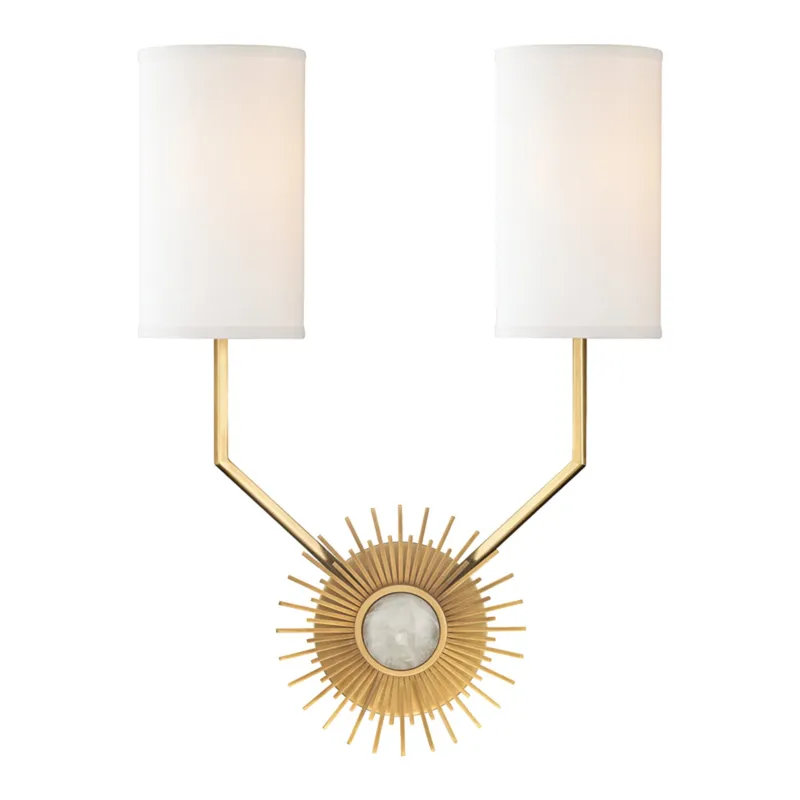 Borland 2-Light Wall Sconce in Aged Brass 13.25W x 18.25H