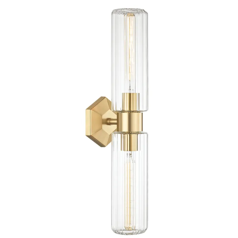 Roebling 2-Light Wall Sconce in Aged Brass 4.75W x 23.75H
