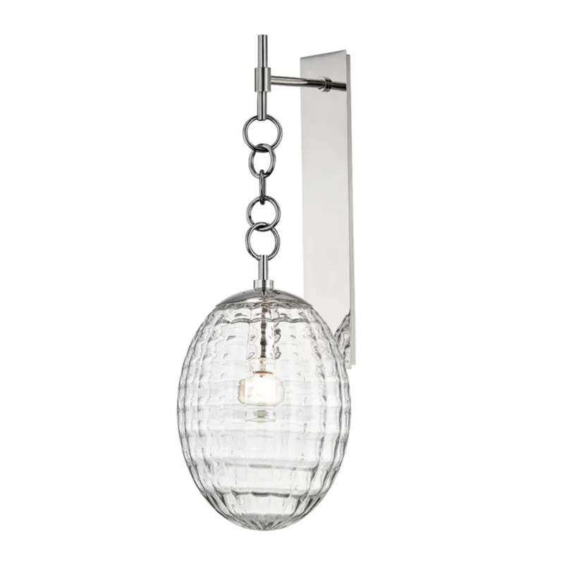 Venice 1-Light Wall Sconce in Polished Nickel 8.5W x 24H