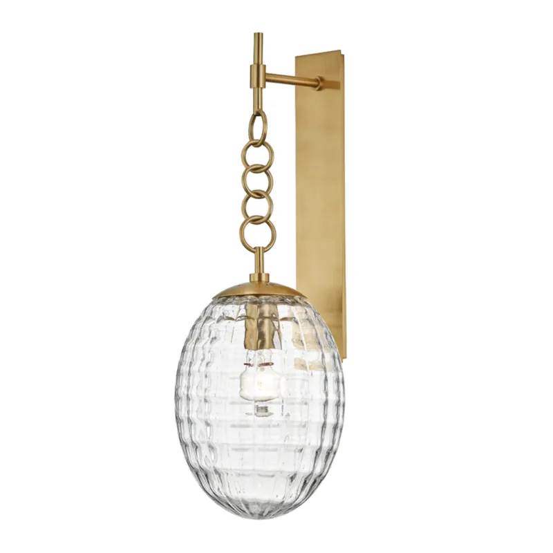 Venice 1-Light Wall Sconce in Aged Brass 8.5W x 24H