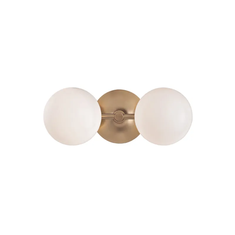 Fleming 2-Light Bath and Vanity in Aged Brass 13W x 5H