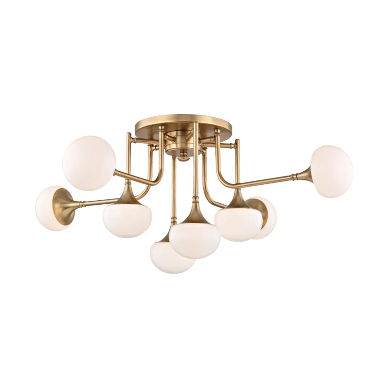Fleming 8-Light Semi Flush in Aged Brass 36.25W x 14.5H