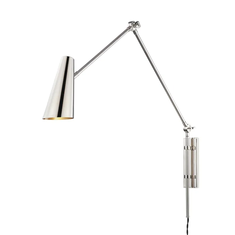 Lorne 1-Light Plug-in Sconce in Polished Nickel 4W x 26H