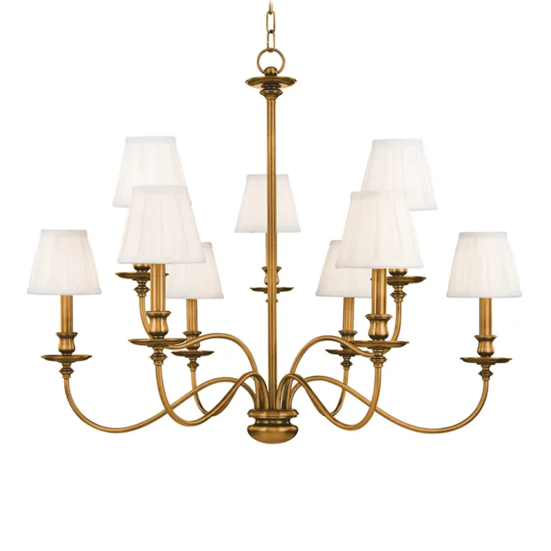 Menlo Park 9-Light Chandelier in Aged Brass 33.5W x 27H