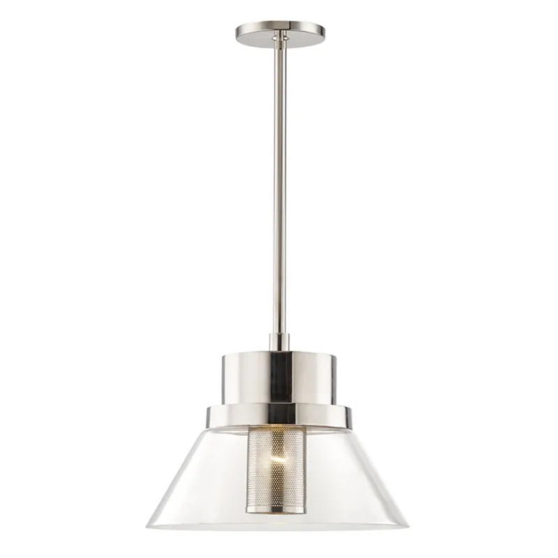 Paoli 1-Light Pendant in Polished Nickel 15.5W x 12.5H