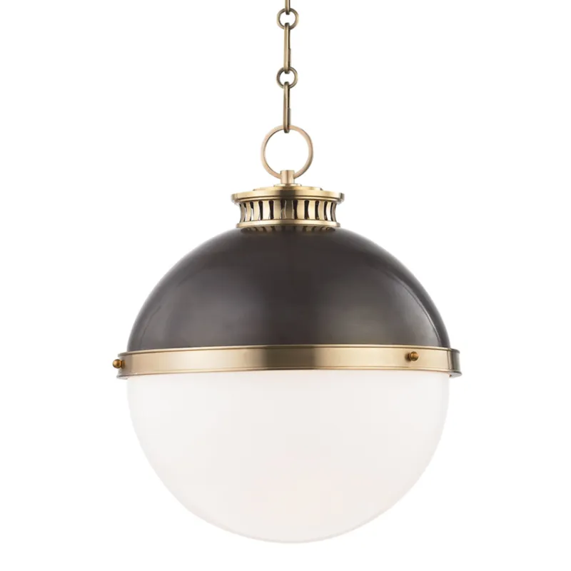 Latham 1-Light Pendant in Aged Brass/Distressed Bronze 14.75W x 17H