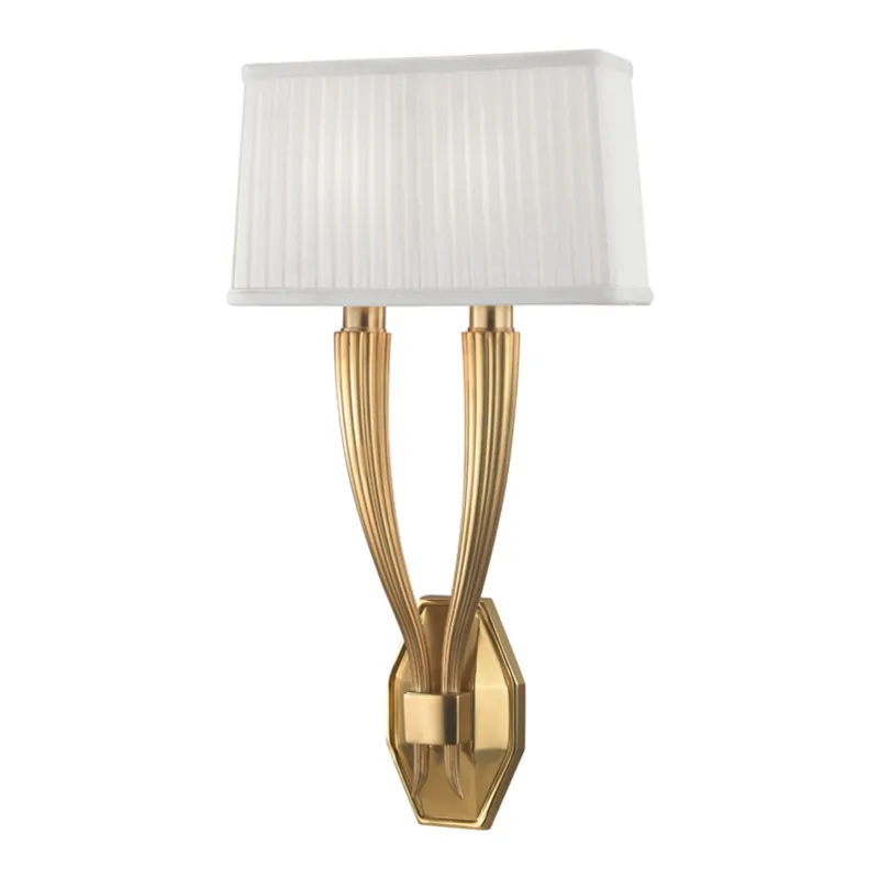 Erie 2-Light Wall Sconce in Aged Brass 11.25W x 21H