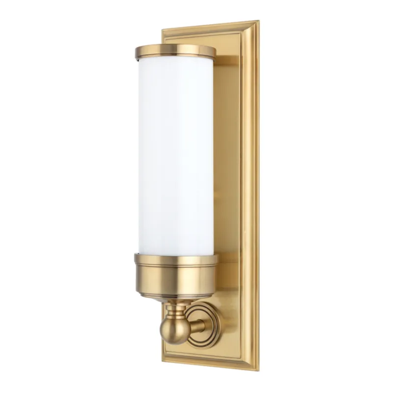 Everett 1-Light Bath and Vanity in Aged Brass 4.75W x 14.25H