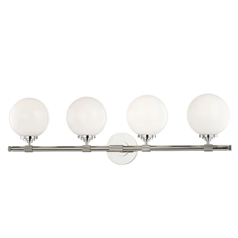 Bowery 4-Light Bath and Vanity in Polished Nickel 32.75W x 10H
