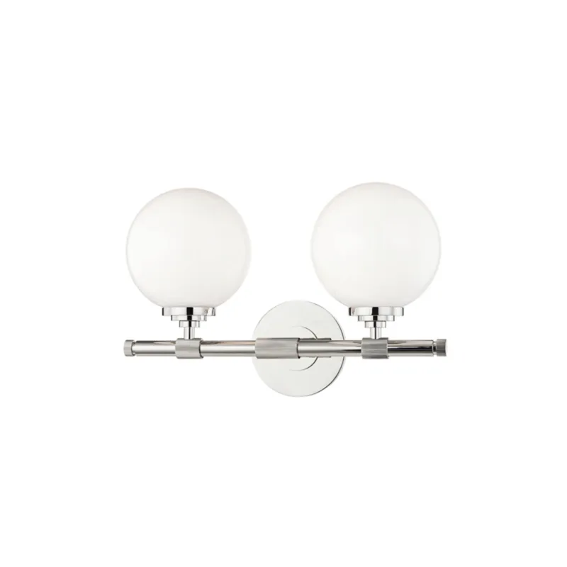 Bowery 2-Light Bath and Vanity in Polished Nickel 15W x 10H