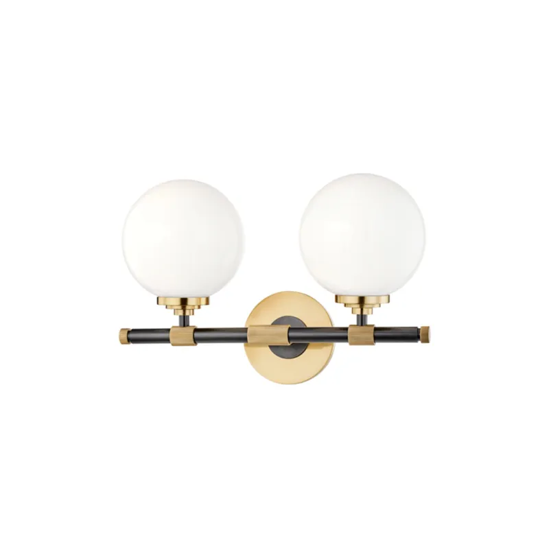 Bowery 2-Light Bath and Vanity in Aged Brass/Old Bronze 15W x 10H