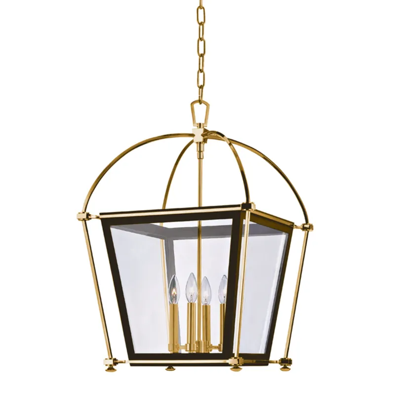 Hollis 4-Light Lantern in Aged Brass 18.25L x 18.25W x 27.25H