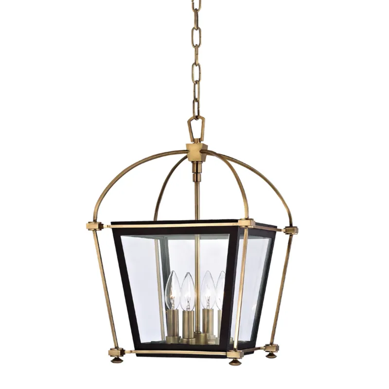 Hollis 4-Light Lantern in Aged Brass 12.75L x 12.75W x 19H