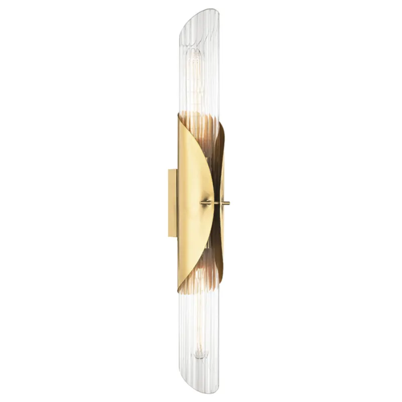 Lefferts 2-Light Wall Sconce in Aged Brass 3.25W x 26H