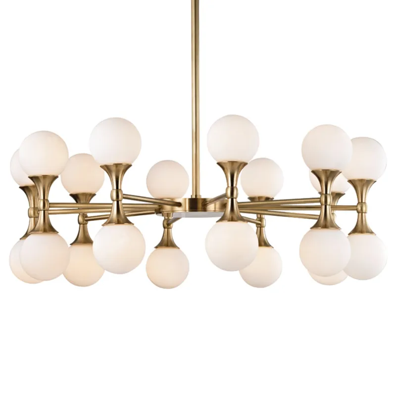 Astoria 20-Light Chandelier in Aged Brass 36W x 13.5H