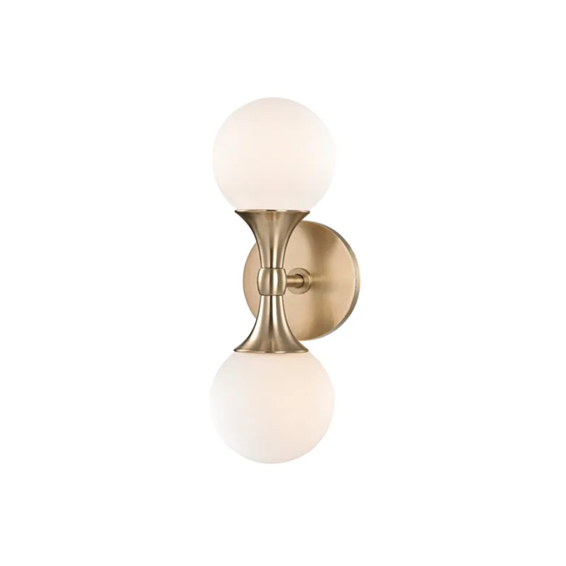 Astoria 2-Light Wall Sconce in Aged Brass 4.75W x 13.5H