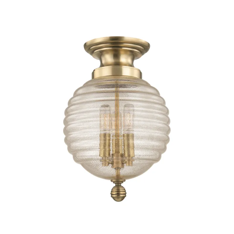 Coolidge 3-Light Flush Mount in Aged Brass 10W x 14.5H
