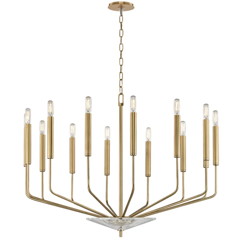 Gideon 14-Light Chandelier in Aged Brass 33.25W x 24.75H