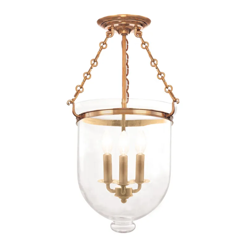 Hampton 3-Light Semi Flush in Aged Brass 12W x 20.25H (253-AGB-C1)