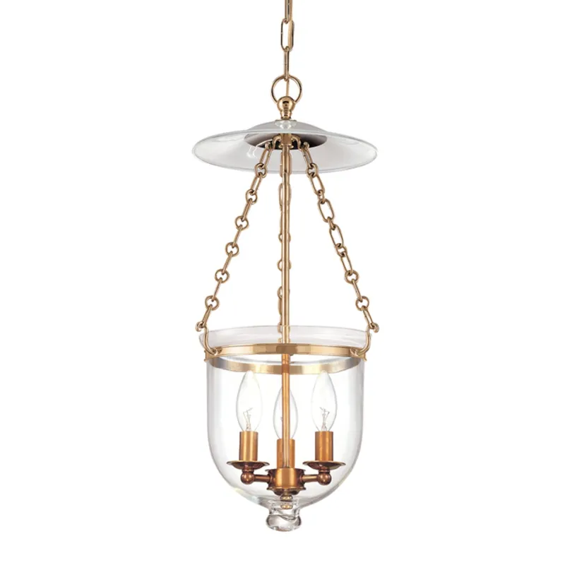 Hampton 3-Light Pendant in Aged Brass 10.25W x 20.75H (252-AGB-C1)