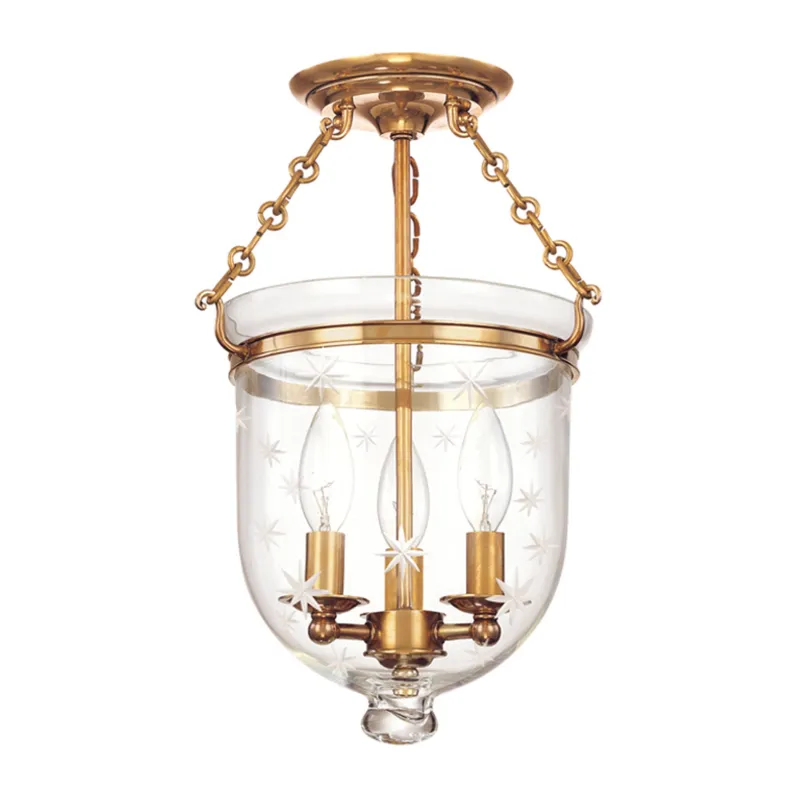Hampton 3-Light Semi Flush in Aged Brass 10.25W x 15.5H (251-AGB-C3)