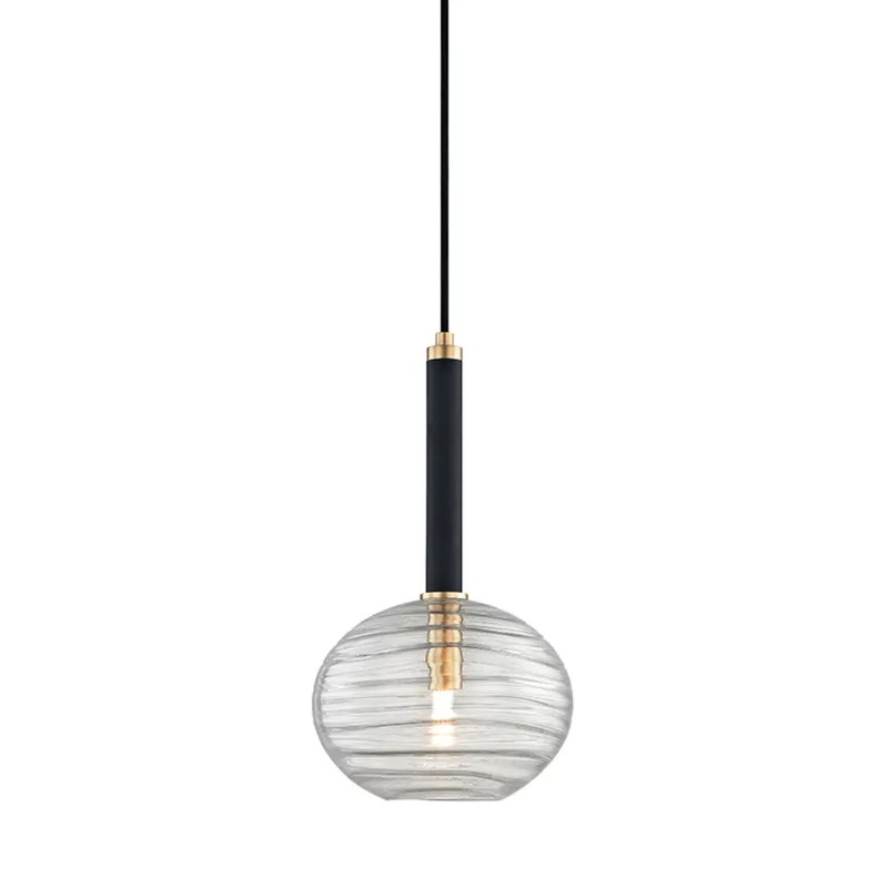 Breton 1-Light Pendant in Aged Brass 8.5W x 14.75H