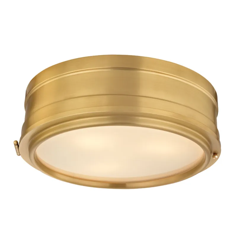 Rye 3-Light Flush Mount in Aged Brass 14W x 4.75H
