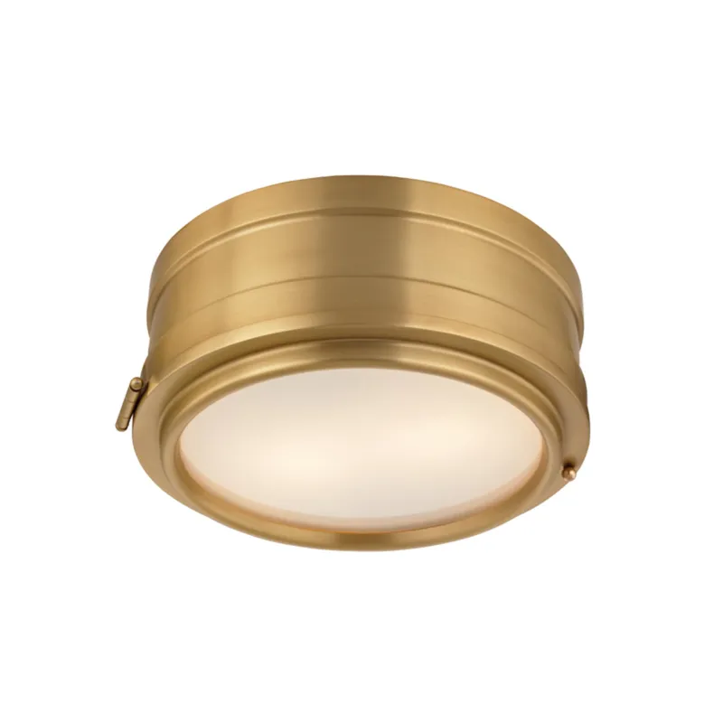 Rye 2-Light Flush Mount in Aged Brass 11W x 4.75H